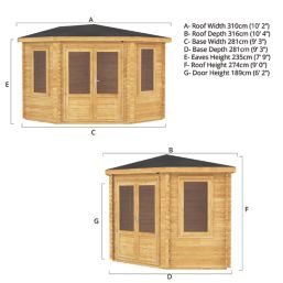 Mercia Corner 9' x 9' (Nominal) Apex Timber Log Cabin