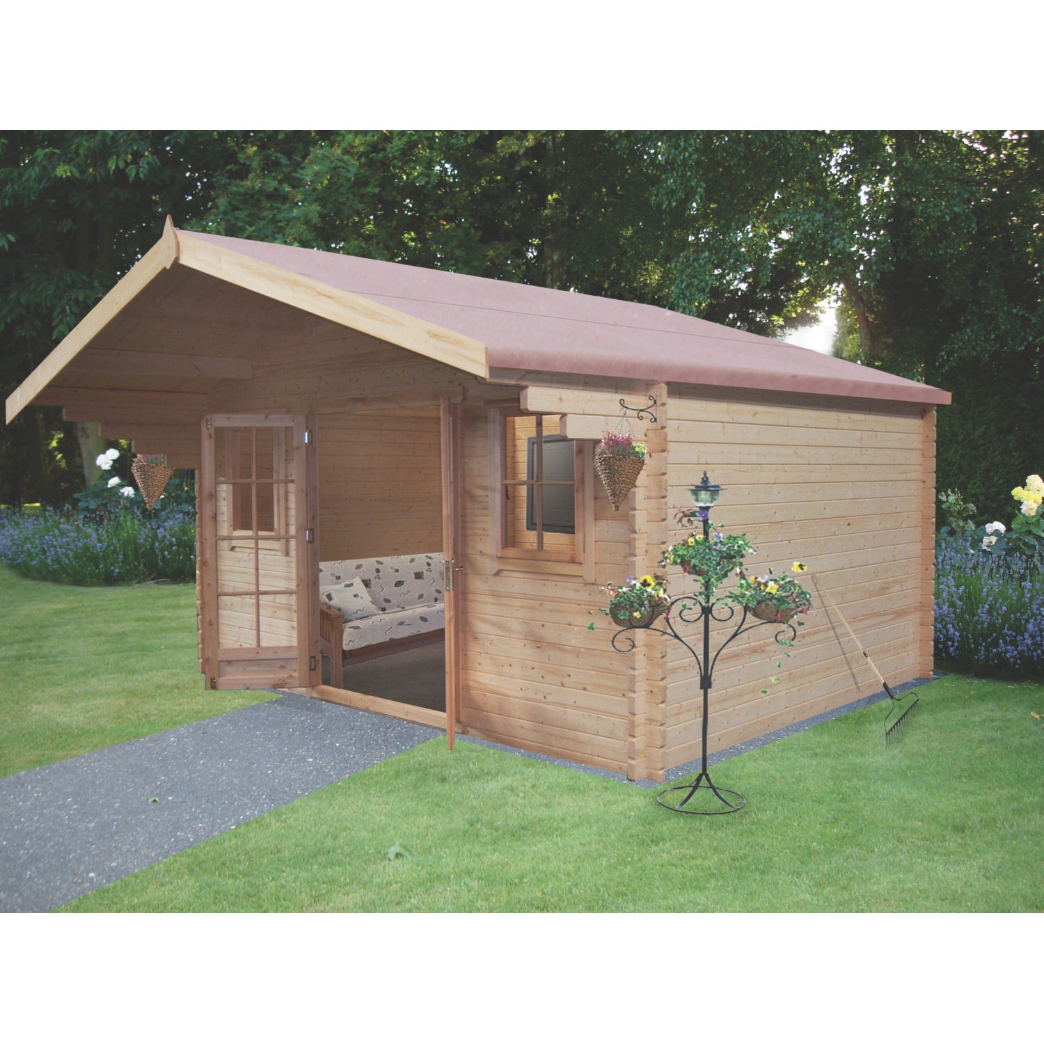 Shire Loxley 2 13 ' 6" x 14' (Nominal) Apex Timber Log Cabin (50216)