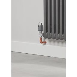 Flomasta  1/2" x 15mm Anthracite/Chrome Angled & L/S Modern Thermostatic Radiator Valve & Lockshield