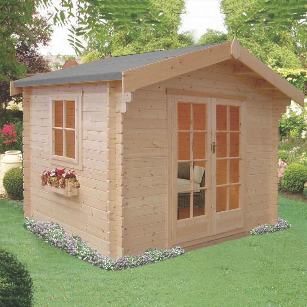 Shire Dalby 8' X 8' (nominal) Apex Timber Log Cabin - Screwfix