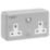 PowerBreaker  13A 2-Gang Unswitched Metal Clad Passive RCD Socket with Neon with White Inserts