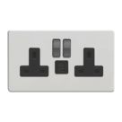 Varilight  13A 2-Gang SP Switched Socket + 3A 45W 2-Outlet Type C USB Charger Paintable with Black Inserts