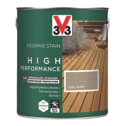 V33 High Performance 2.5Ltr Light Silver Anti Slip Decking Stain