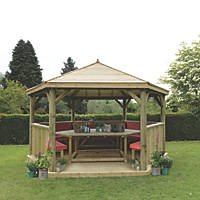 Forest HGG47MTTTFIN 15' 6" x 13' 6" (Nominal) Hexagonal Timber Gazebo with Base & Assembly