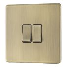 LAP  20A 16AX 2-Gang 2-Way Switch  Antique Brass with Colour-Matched Inserts