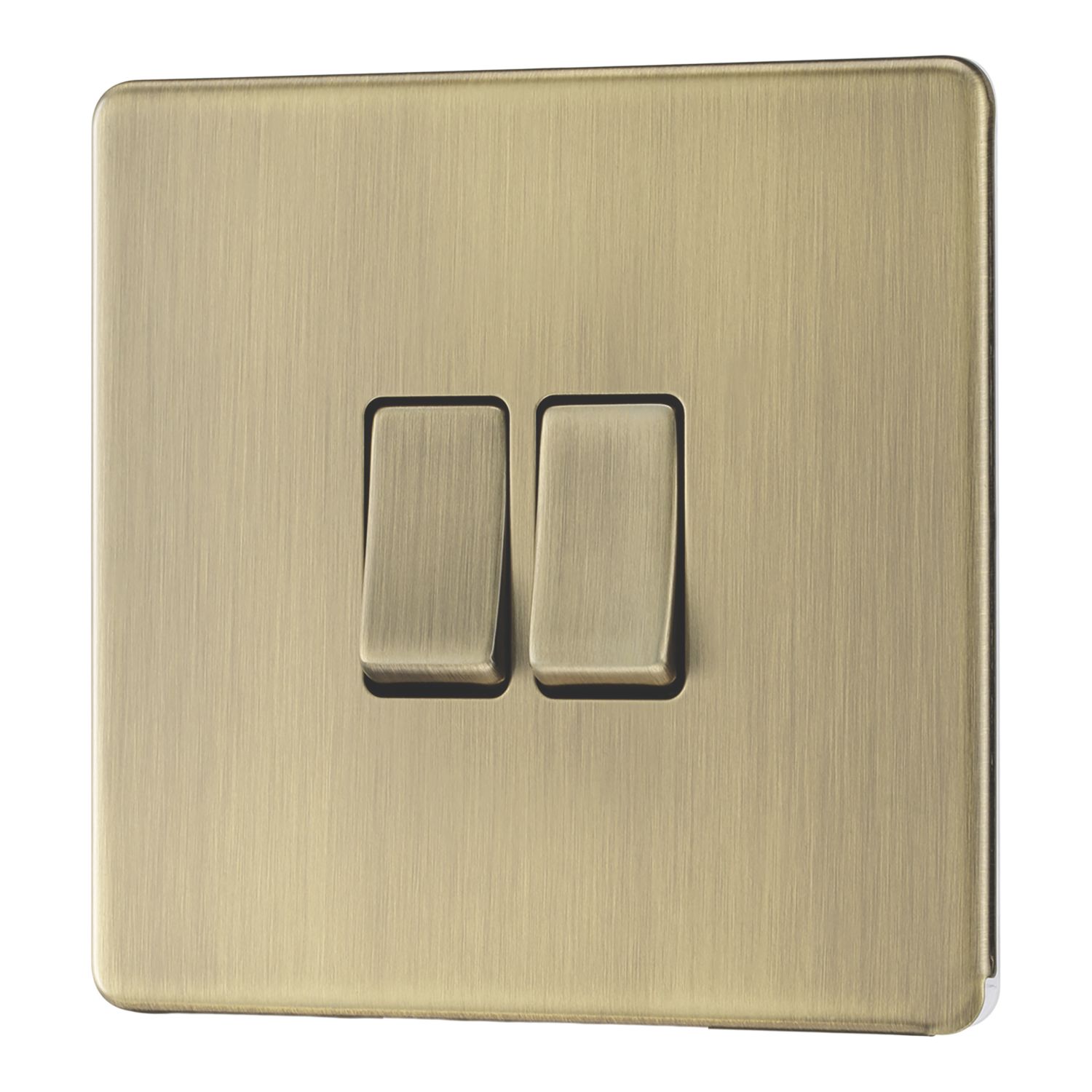 LAP 20A 16AX 2-Gang 2-Way Switch Antique Brass with Colour-Matched Inserts (502PN)
