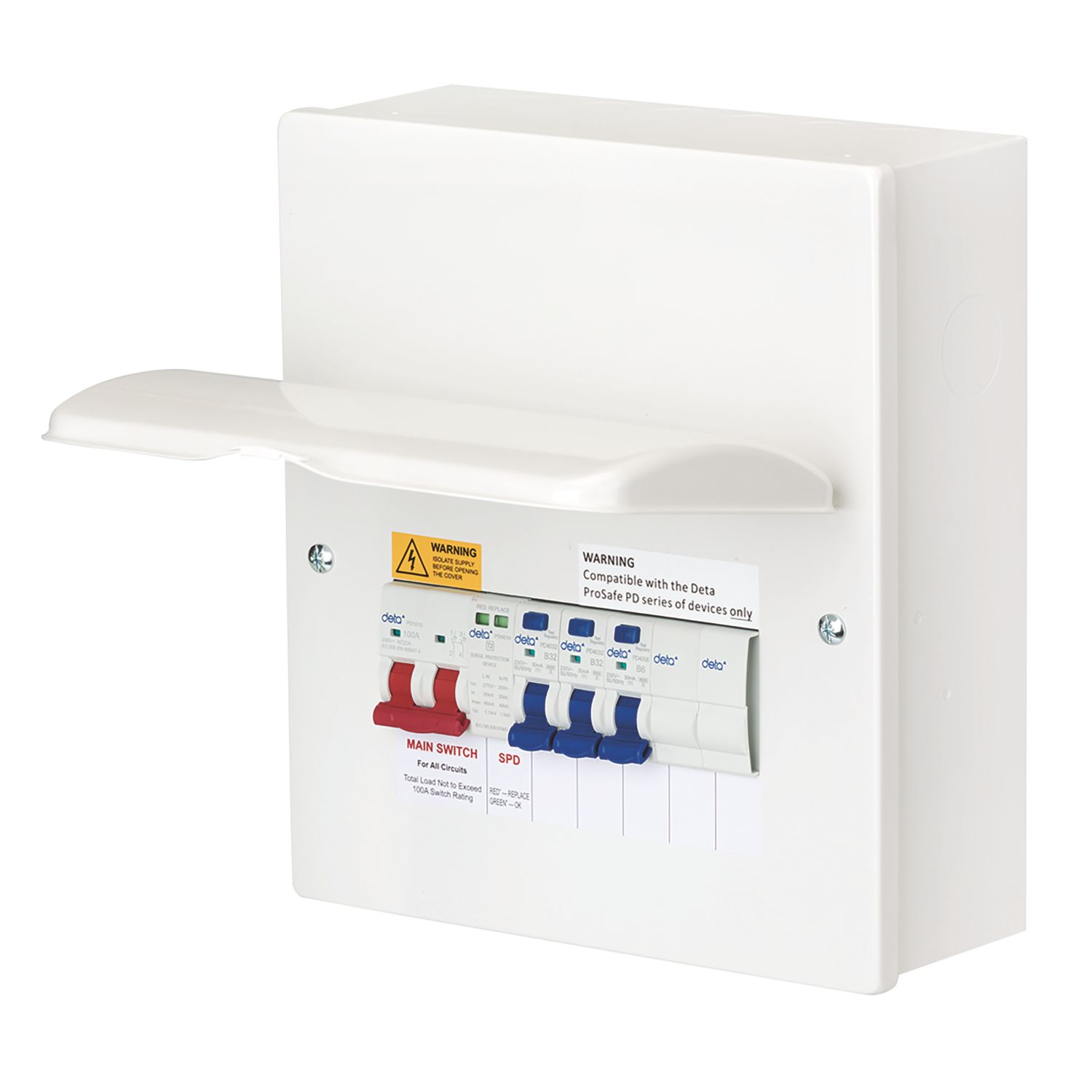 Deta 8-Module 5-Way Populated Main Switch Consumer Unit with SPD (502PV)