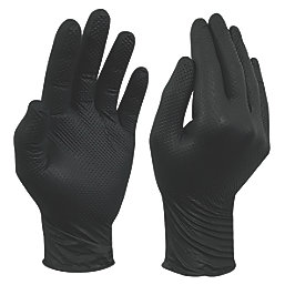 Site  Nitrile Powder-Free Disposable Grip Gloves Black Large 50 Pack