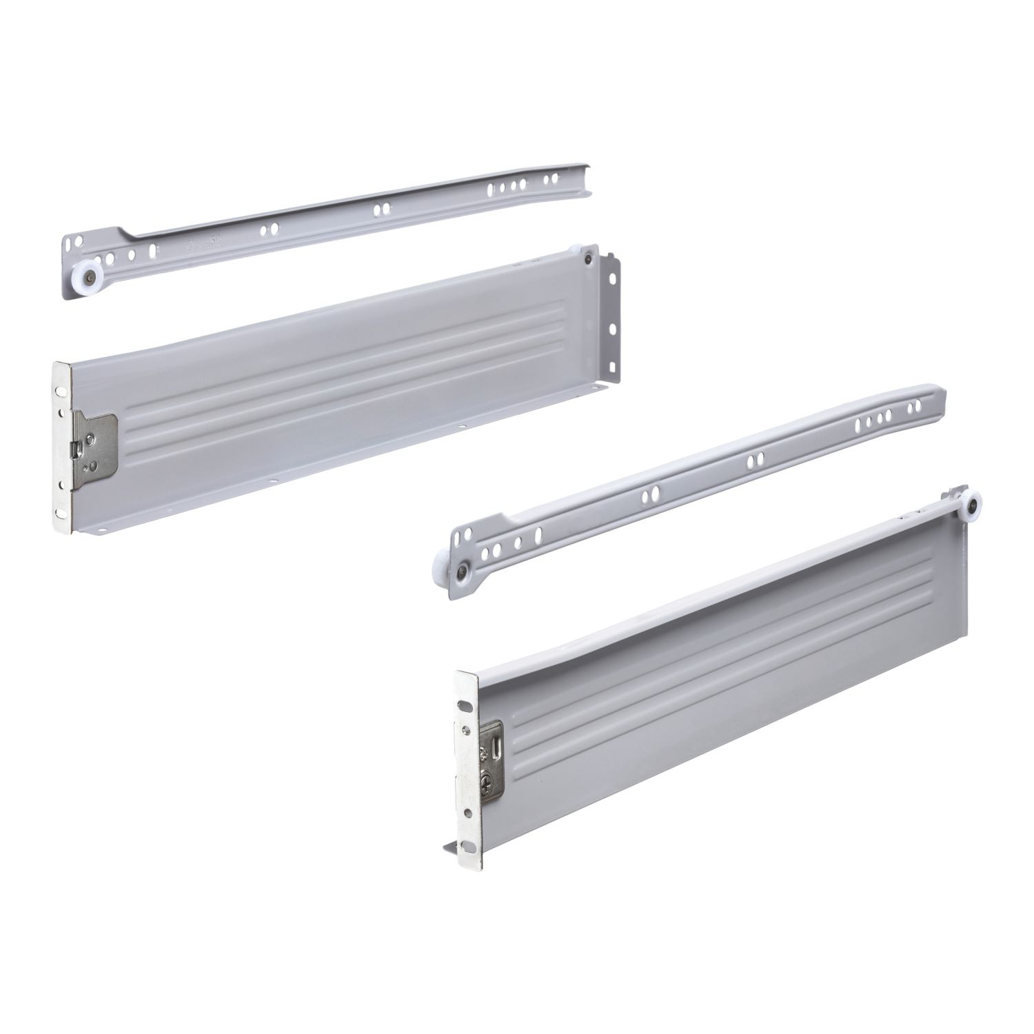 Essentials Silver Side Fix Drawer Runners 450mm 2 Piece Set (502TE)