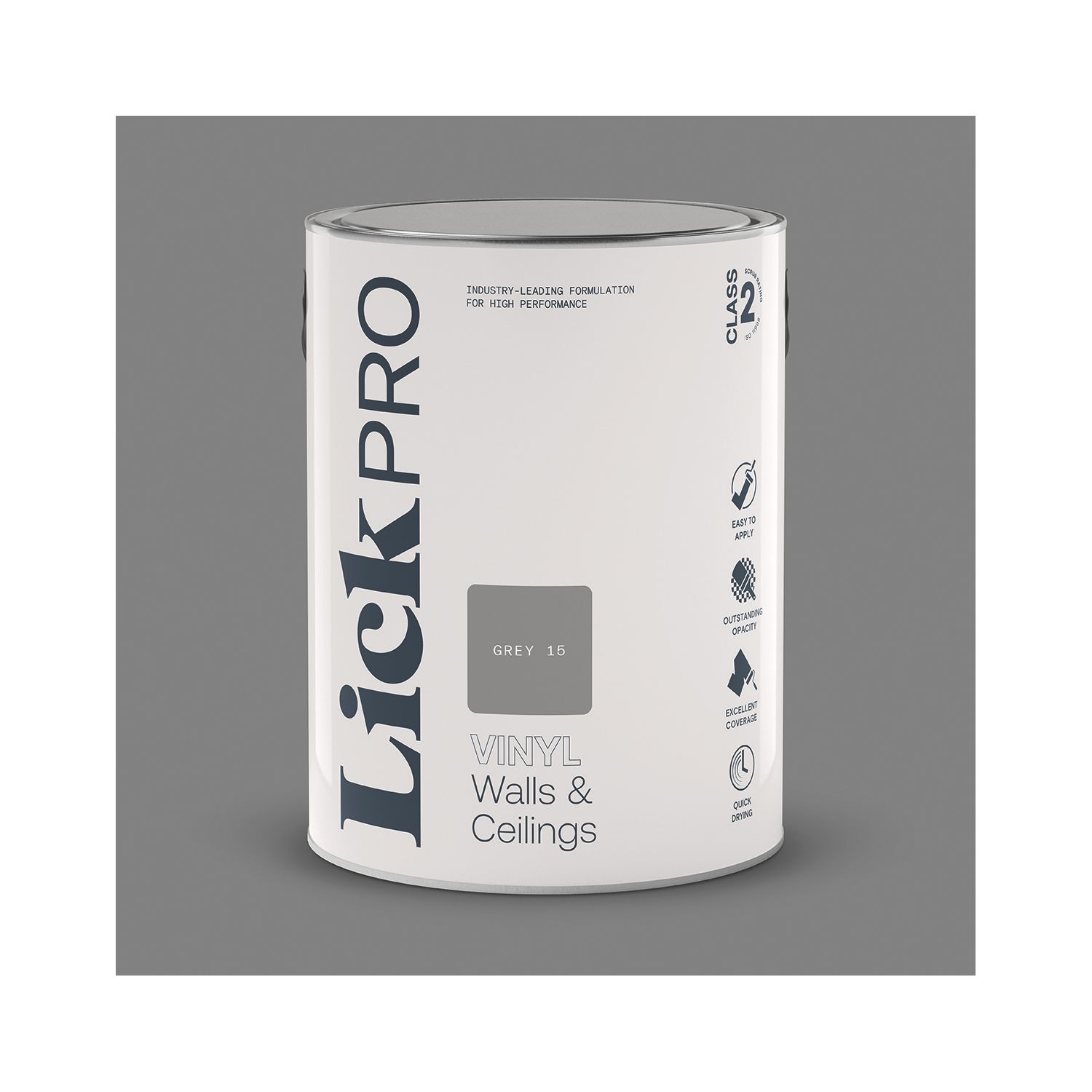 LickPro 5Ltr Grey 15 Vinyl Matt Emulsion Paint (502TM)