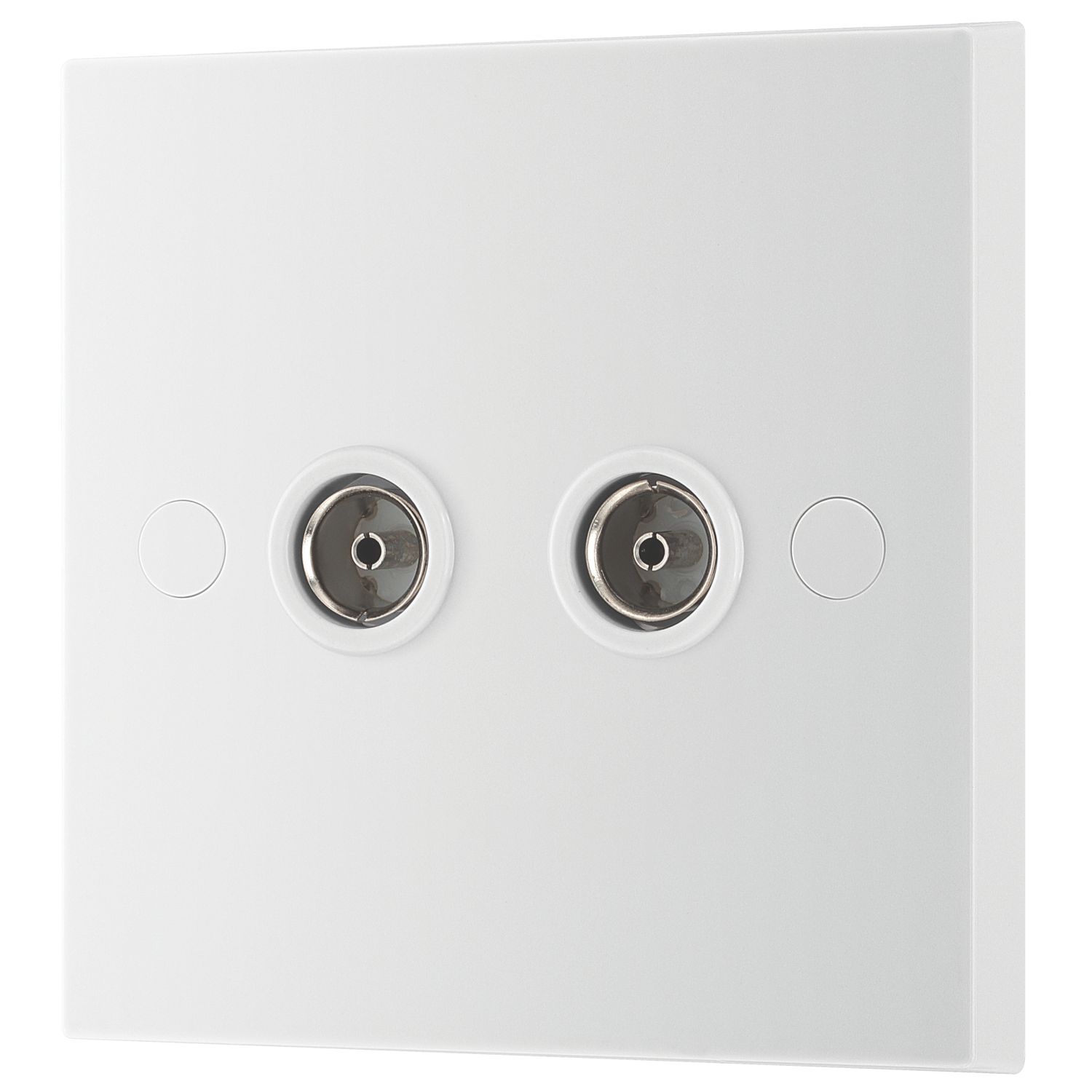 British General 900 Series 2-Gang Coaxial TV / FM Socket White (502XF)