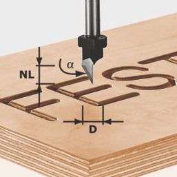 Festool HW S8 D11/60 8mm Shank  V-Groove Script Router Cutter 11mm x 9.5mm