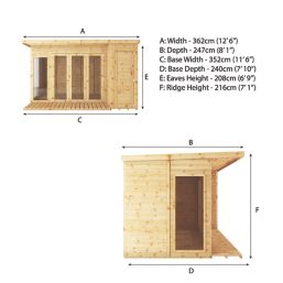 Mercia Contemporary 11' 6" x 8' (Nominal) Pent Tongue & Groove Timber Summerhouse & Shed