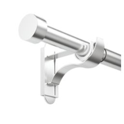 Rothley Brushed Stainless Steel Extendable Curtain Pole w/ Stud Finials 28mm x 125-216cm