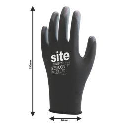 Site SWG420 PU Palm Gloves Black Small