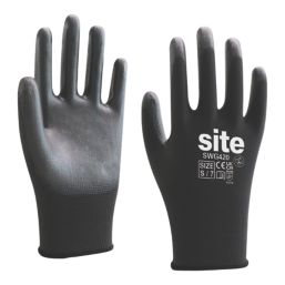 Site SWG420 PU Palm Gloves Black Small