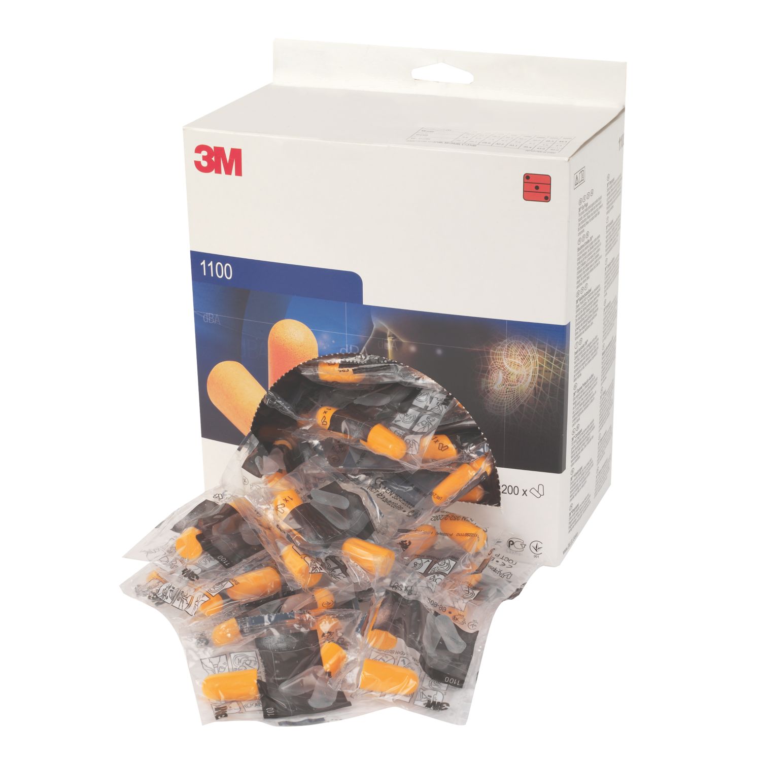 3M 1100 37dB Foam Ear Plugs 200 Pairs (50346)