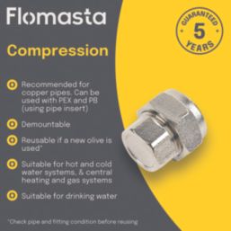 Flomasta  Brass Compression Stop End 15mm