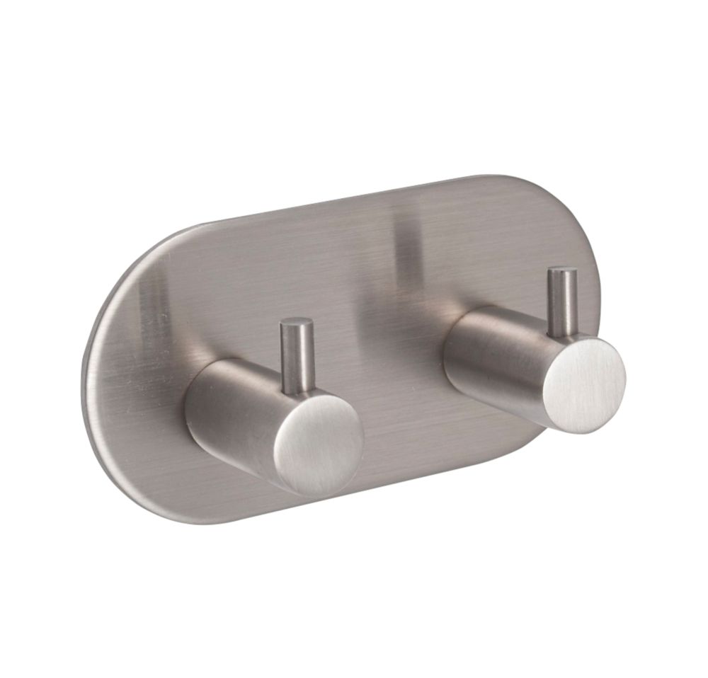 Eclipse 2 Hook Straight Clothes Hook Rail Satin Stainless Steel 96