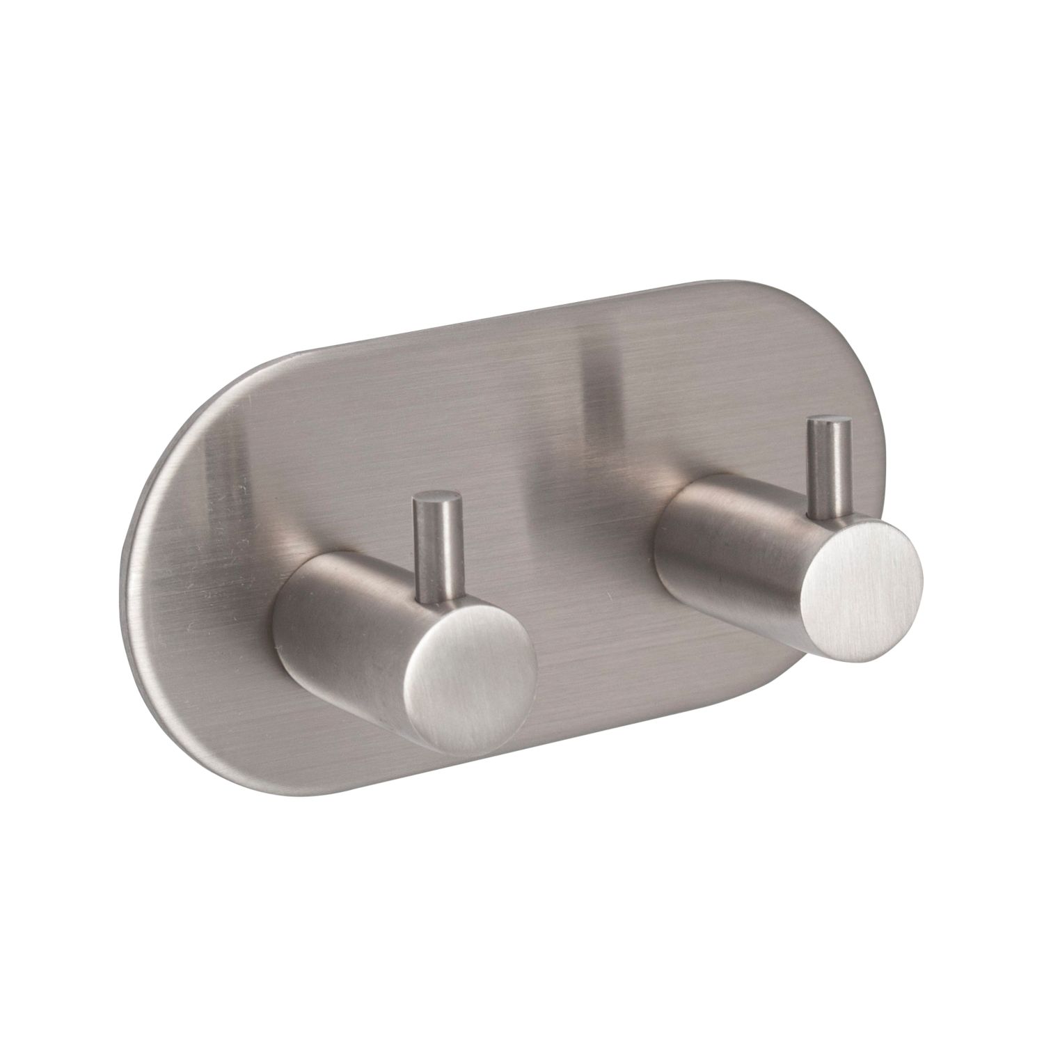 Eclipse 2-Hook Straight Clothes Rail Satin Stainless Steel 96mm x 48mm (5037P)