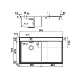 Clearwater Xeron 1 Bowl Stainless Steel Kitchen Sink with RH Single Drainer Brushed Steel 860mm x 520mm