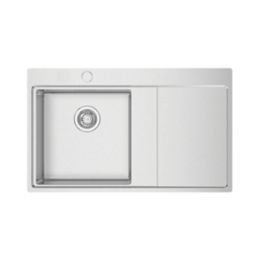 Clearwater Xeron 1 Bowl Stainless Steel Kitchen Sink with RH Single Drainer Brushed Steel 860mm x 520mm