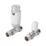 Flomasta  1/2" x 15mm White/Chrome Straight & L/S Modern Thermostatic Radiator Valve & Lockshield