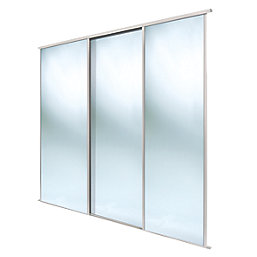 Spacepro Classic 3-Door Sliding Wardrobe Door Kit Cashmere Frame Mirror Panel 2672mm x 2260mm