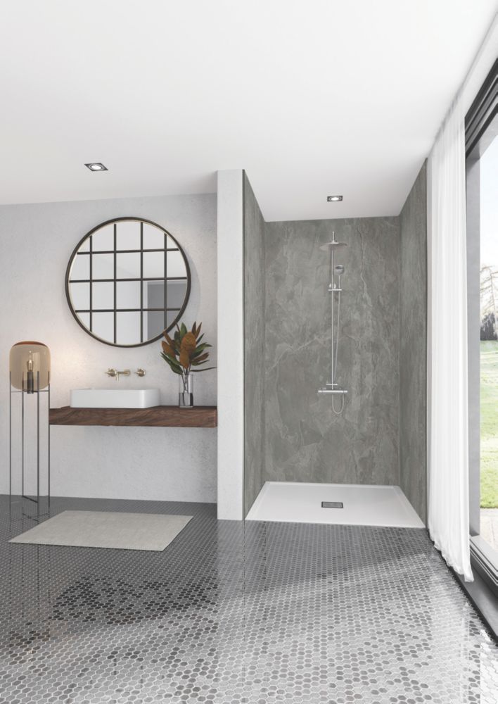 Splashwall Scafell Slate Bathroom Wall Panel Stone Grey 600mm x 2420mm x 10mm