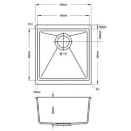 Carysil EN400-WH 1 Bowl Granite Composite Kitchen Sink White 430mm x 460mm