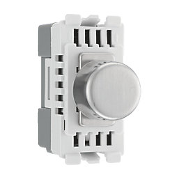 British General Nexus Grid 2-Way LED Grid Dimmer Switch Brushed Steel with Colour-Matched Inserts