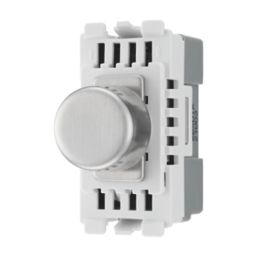 British General Nexus Grid 2-Way LED Grid Dimmer Switch Brushed Steel with Colour-Matched Inserts