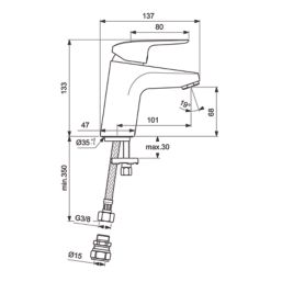 Ideal Standard Ceraflex Chrome 133mm Cloakroom Lever Mono Basin Mixer Tap
