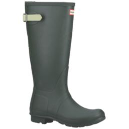 Hunter Original Tall Back Adjustable Size 4 Womens Green Non Safety Wellies