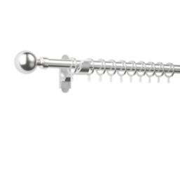 Rothley Brushed Stainless Steel Extendable Curtain Pole w/ Orb Finials 28mm x 71-120cm