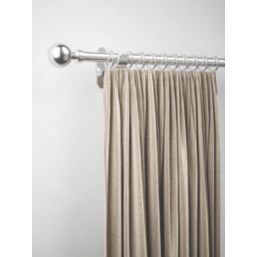 Rothley Brushed Stainless Steel Extendable Curtain Pole w/ Orb Finials 28mm x 71-120cm