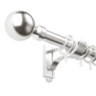 Rothley Brushed Stainless Steel Extendable Curtain Pole w/ Orb Finials 28mm x 71-120cm