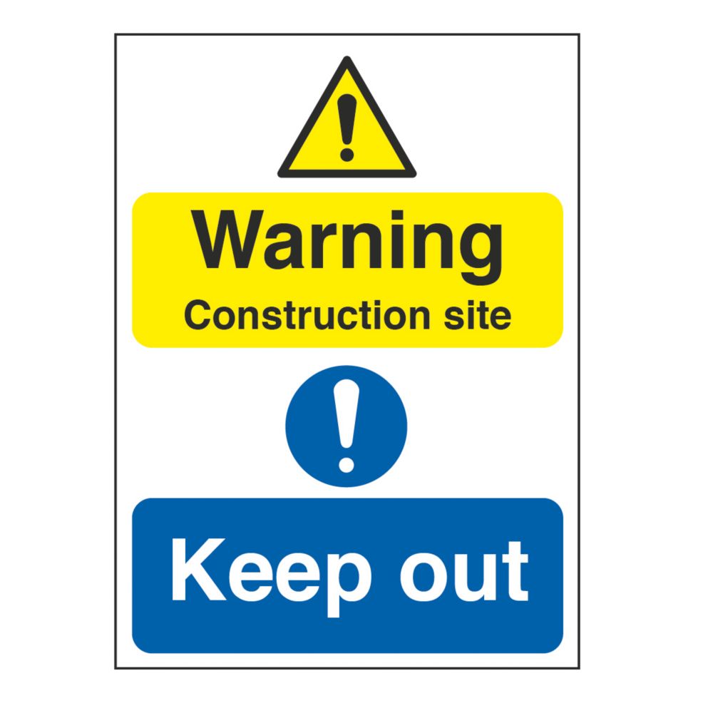 "Warning Construction Site Keep Out" Signs 400mm x 300mm 50 Pack