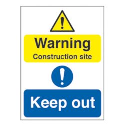 Essentials  "Warning Construction Site Keep Out" Signs 400mm x 300mm 50 Pack