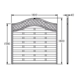 Forest Prague  Lattice Curved Top Fence Panels Natural Timber 6' x 6' Pack of 7