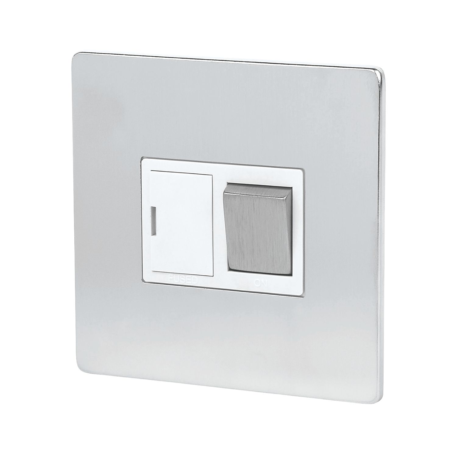 LAP 13A Switched Fused Spur Brushed Chrome with White Inserts (50459)