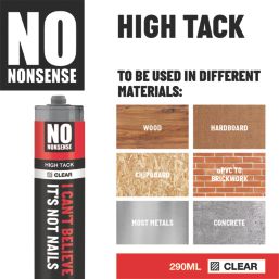 No Nonsense I Can't Believe It's Not Nails Solvent-Free Multi-Purpose High Tack Adhesive Transparent 290ml