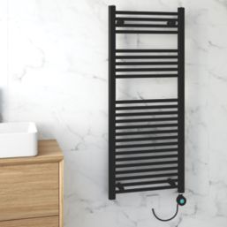 Refurb Flomasta 1200mm x 500mm 1023BTU Black Flat Electric Towel Radiator