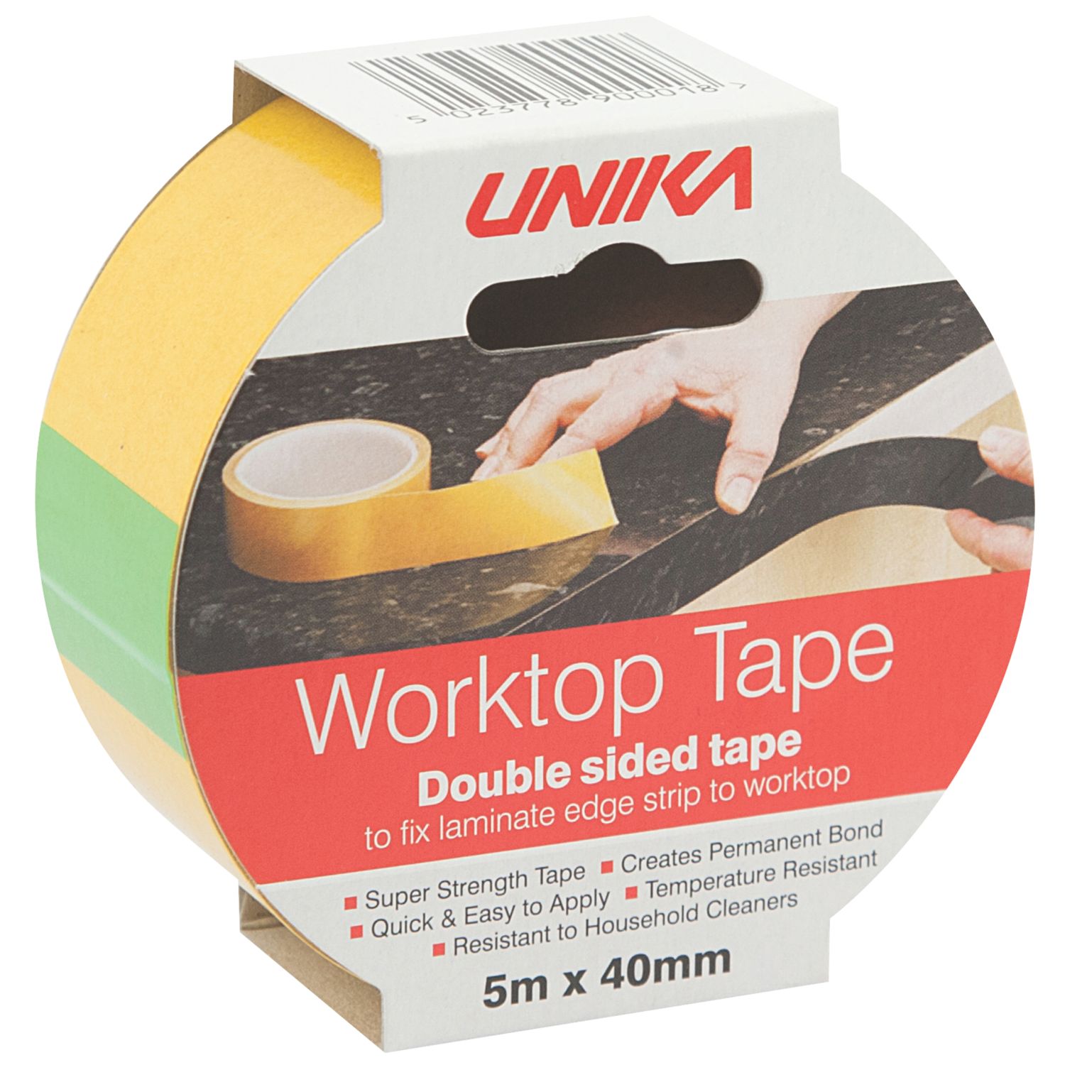 Unika PVC Adhesive Worktop Tape 40mm x 5m (504GX)