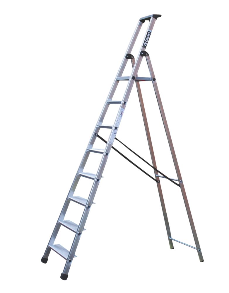 TB Davies Aluminium 2.42m 8 Step Platform Step Ladder Screwfix