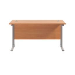 TC Group Aztec Twin Upright Rectangular Office Desk Beech/Silver 1200mm ...
