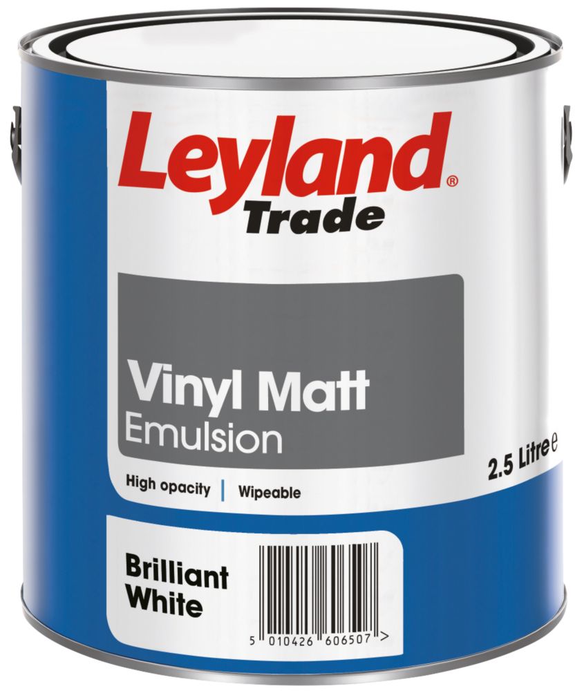 Leyland Trade Vinyl Matt Emulsion Paint Brilliant White 2.5Ltr