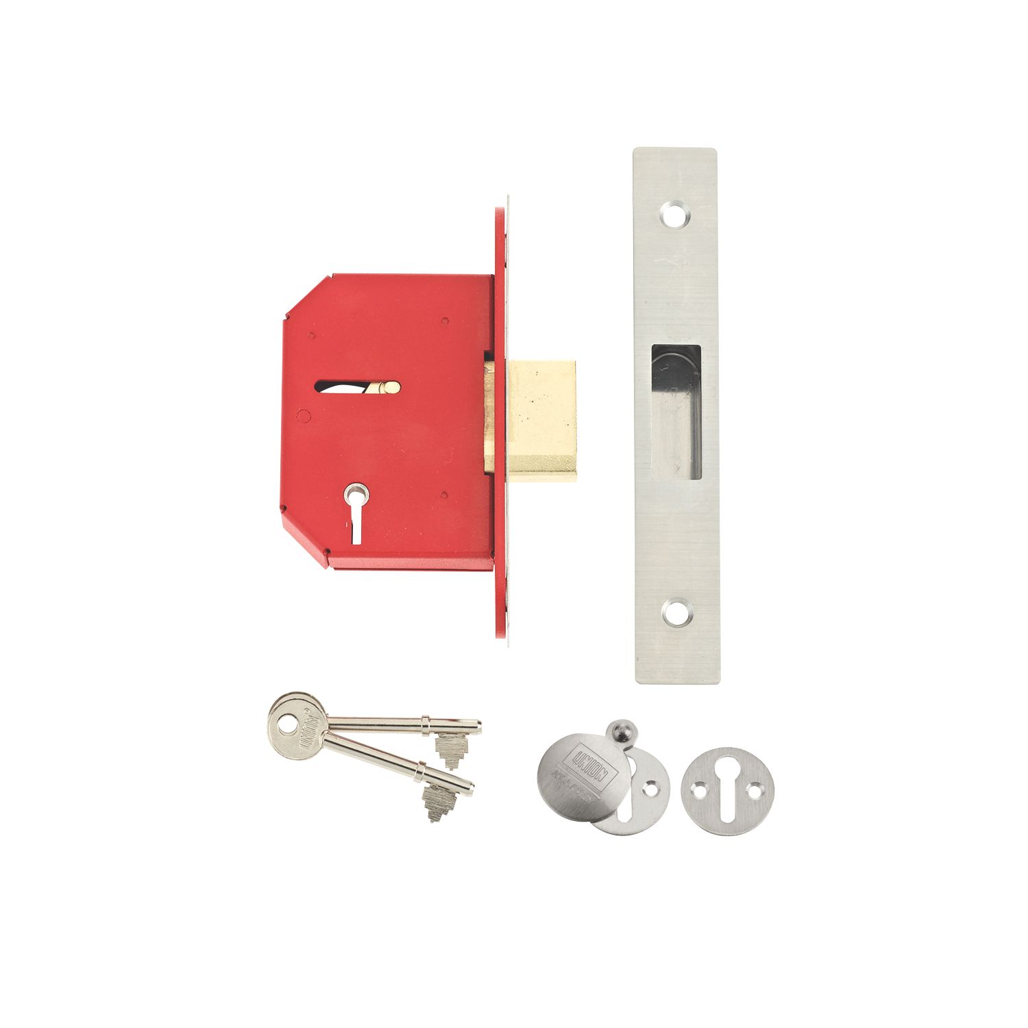 Union Fire Rated 5 Lever Stainless Steel Mortice Deadlock 68mm Case - 45mm Backset (5055D)