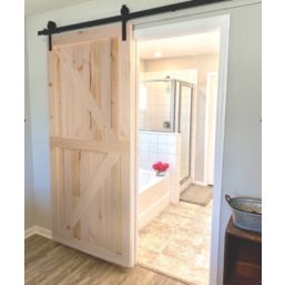 Knotty Unfinished Pine  Wooden Horizontal Pattern Internal Sliding Barn Door 2134mm x 970mm