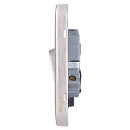 Schneider Electric Lisse Deco 20AX 1-Gang DP Control Switch Brushed Stainless Steel with LED with Black Inserts